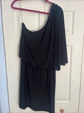 Annalee + Hope One-Shoulder Black Draped Cocktail Dress